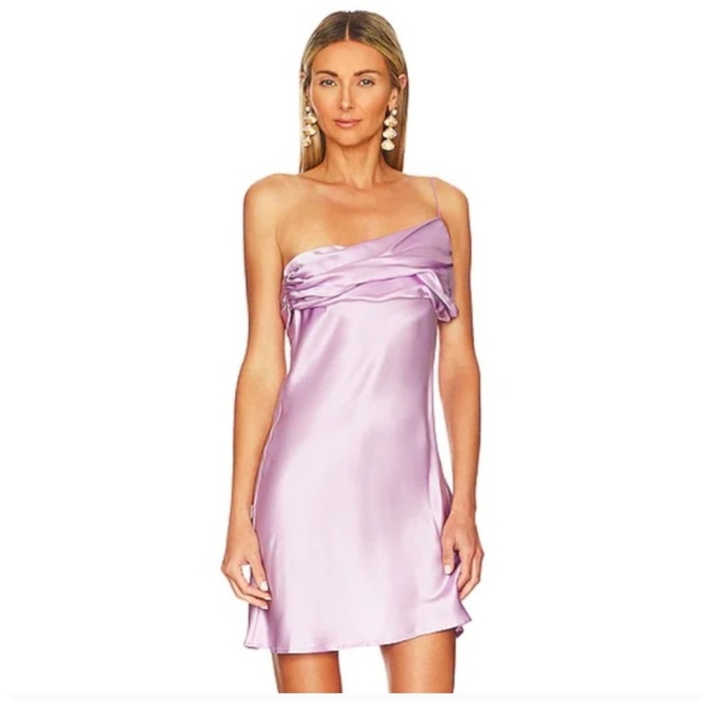 Natalie Rolt Women's Mikayla Lilac Purple‎ Silk One Shoulder Mini Dress- Size 4